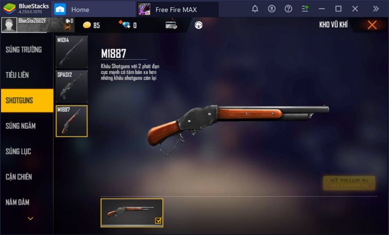 Cây súng M1887 mang sức mạnh khủng trong game Free Fire
