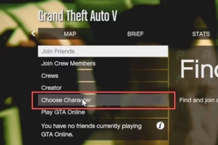 Truy cập vào GTA 5 và lựa chọn nhân vật để chơi trực tuyến