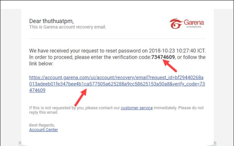 Mã xác nhận gửi về mail khi đổi mật khẩu 