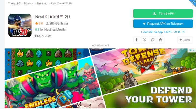 Real Cricket 20 download game về máy như thế nào?